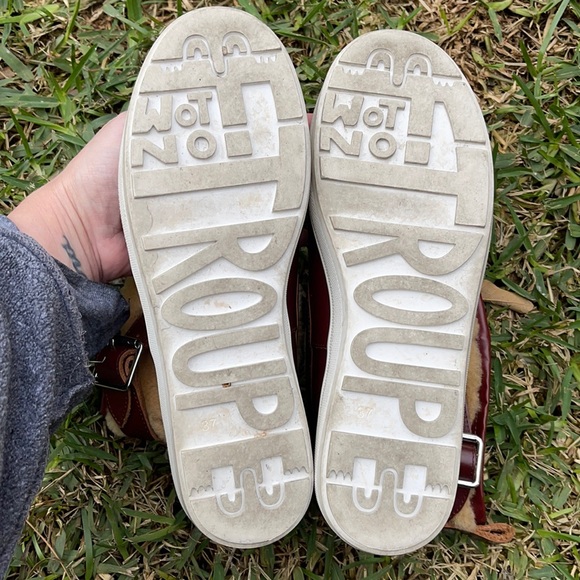 F-Troupe Pull-on 👟 Chestnut Sneaker/Bootie 👢 w/ White Sole & Faux Shearling - Picture 11 of 13